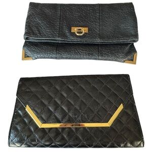 🖤 2-iBlack Clutch Bundle‎ – Quilted Patent & Textured Faux Leather